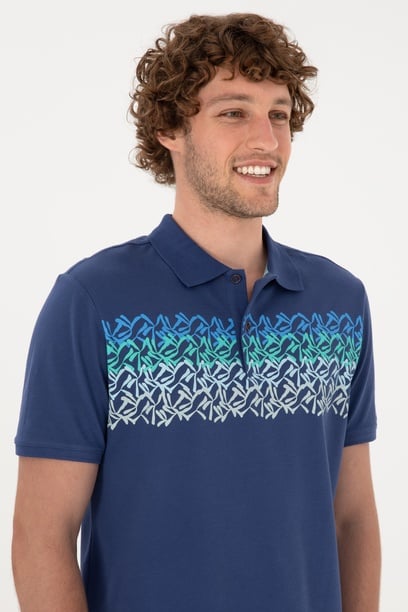 Erkek Regular Fit Polo Yaka Açık Lacivert Tişört
