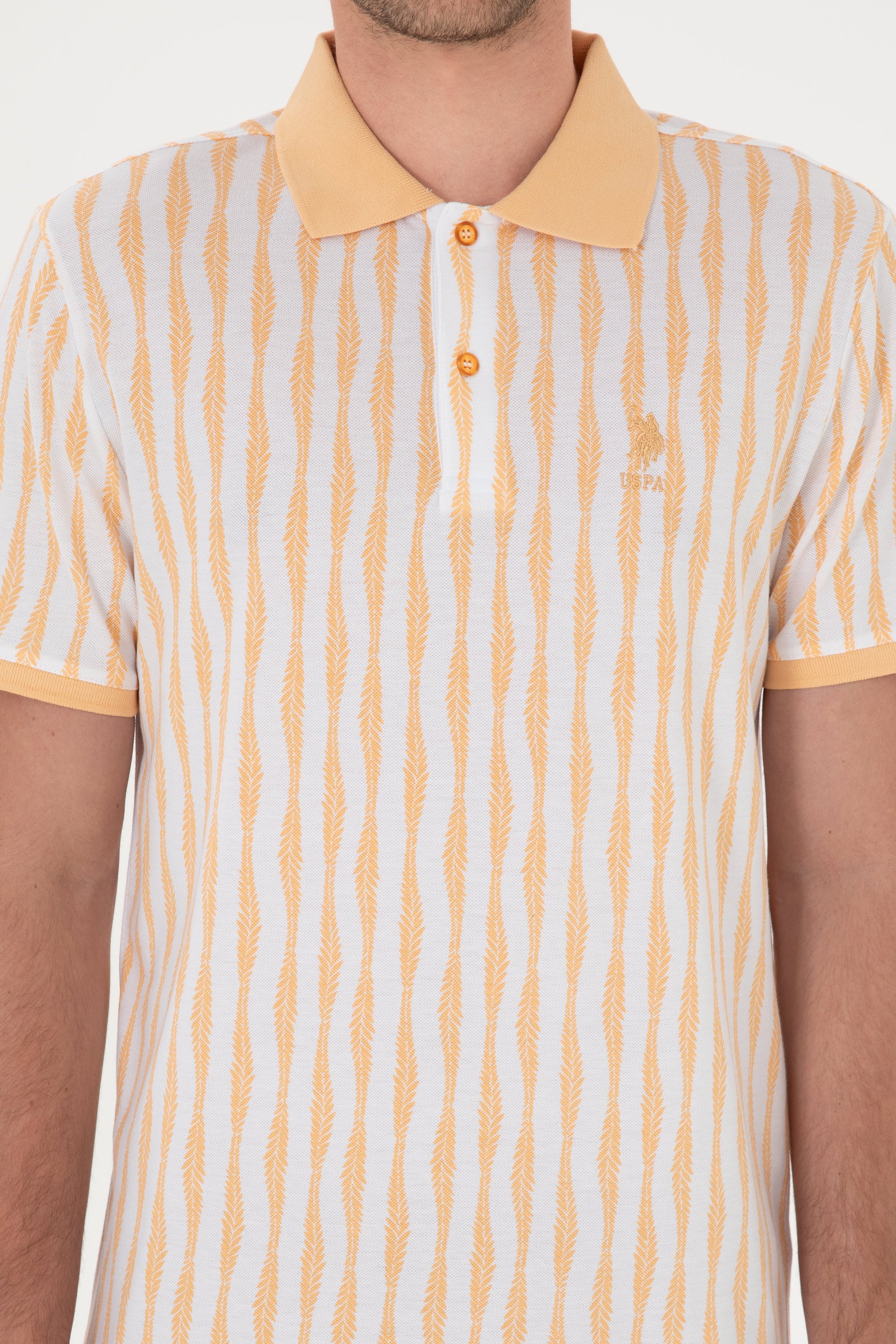 Erkek Regular Fit Polo Yaka Turuncu Tişört - Image 6