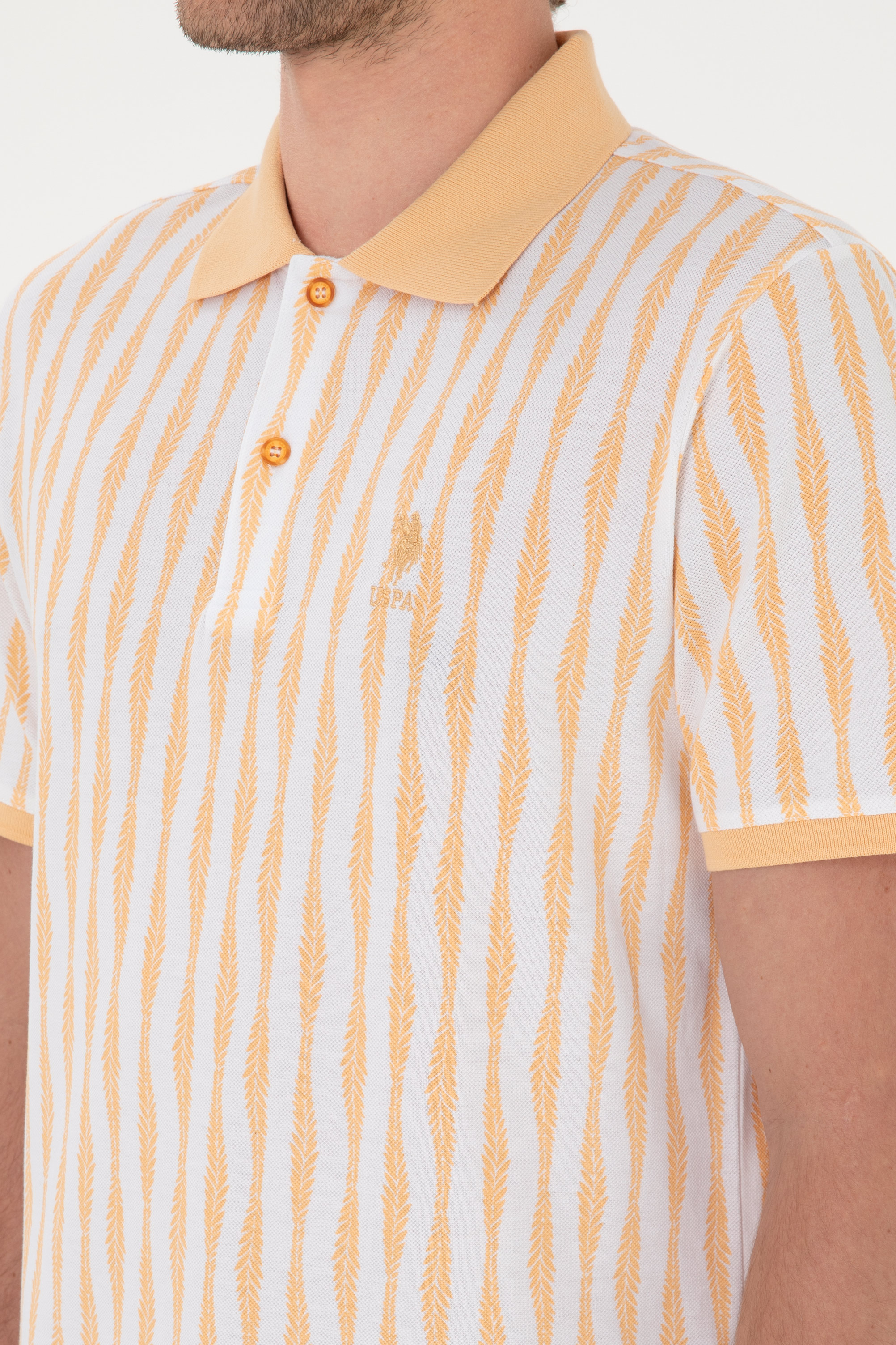 Erkek Regular Fit Polo Yaka Turuncu Tişört - Image 7