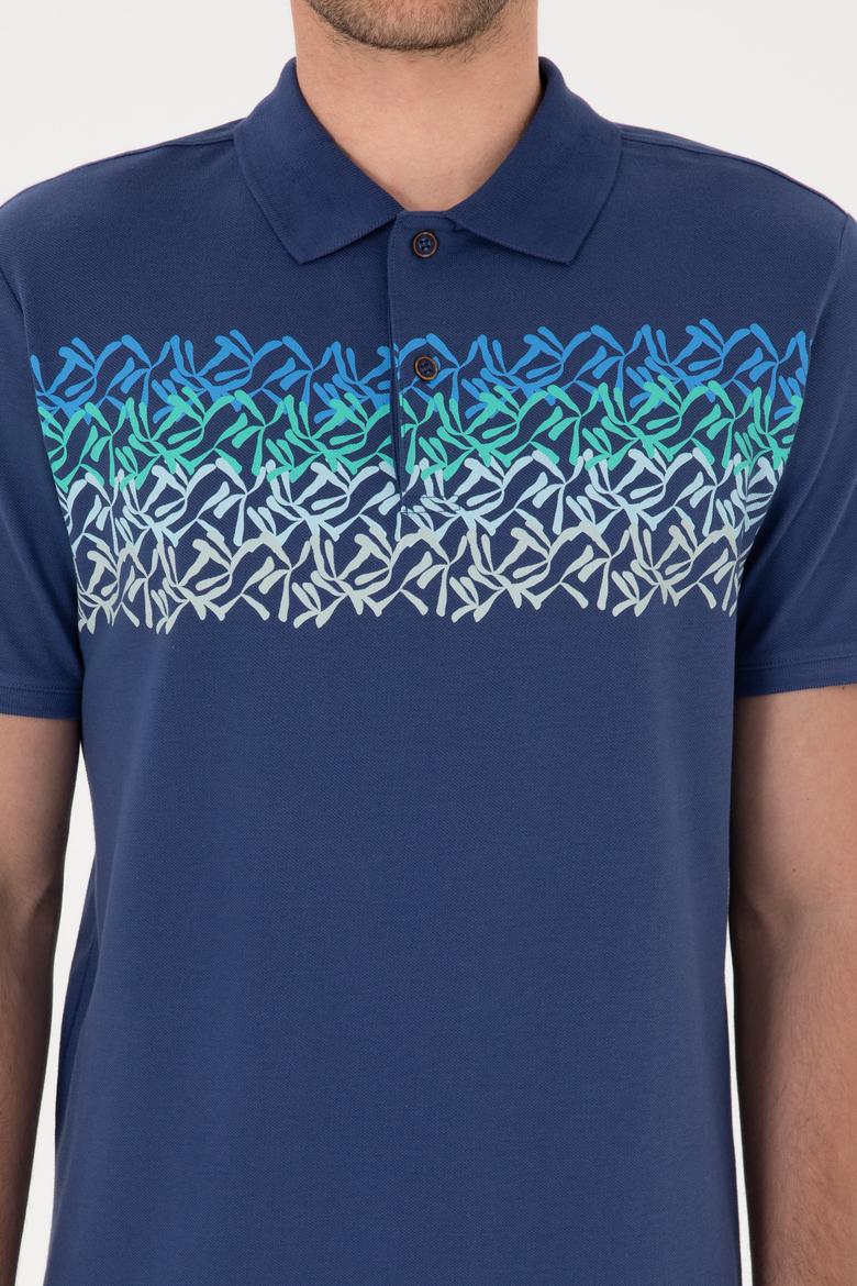 Erkek Regular Fit Polo Yaka Açık Lacivert Tişört - 50299819035