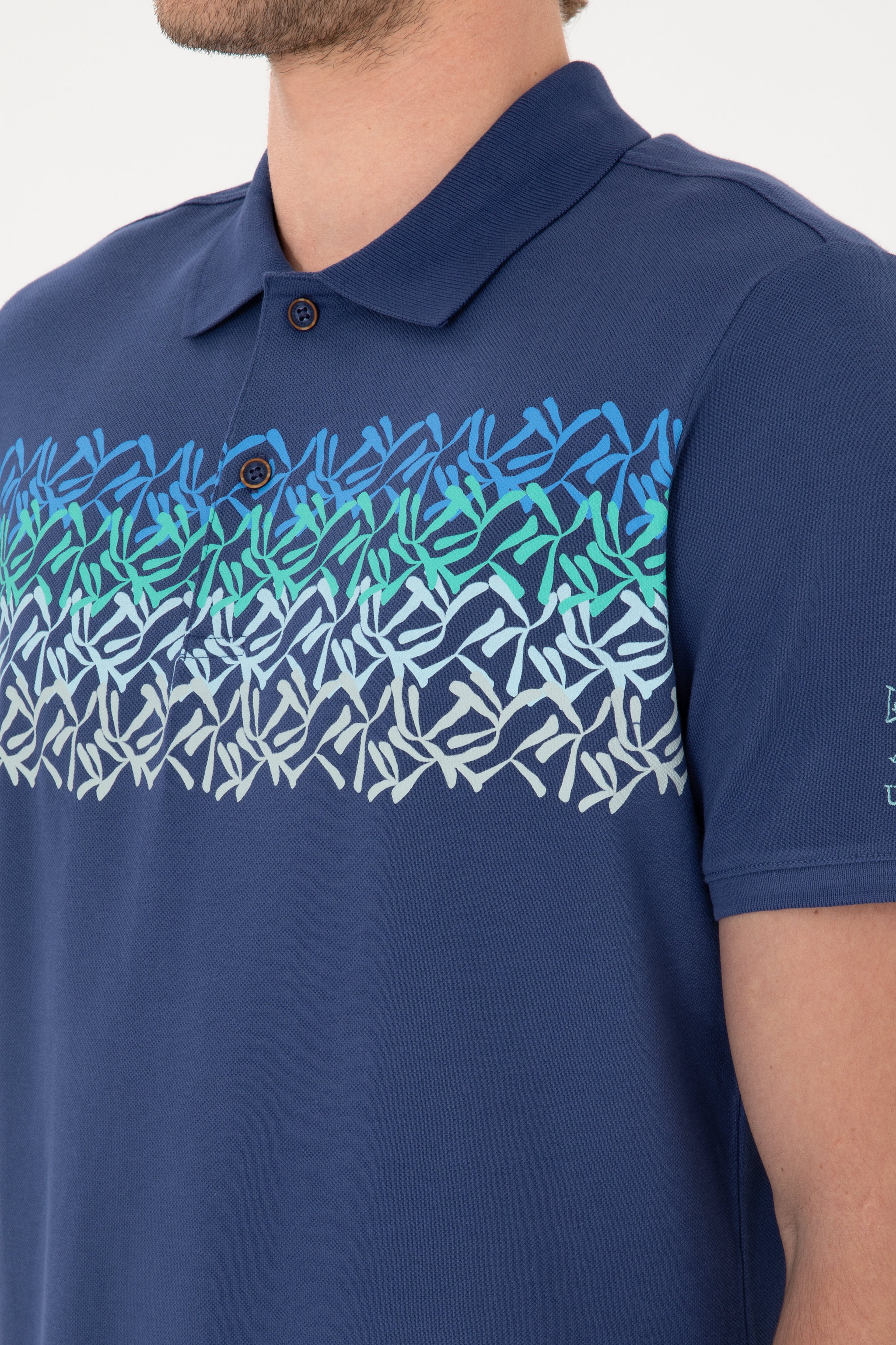 Erkek Regular Fit Polo Yaka Açık Lacivert Tişört - Image 7