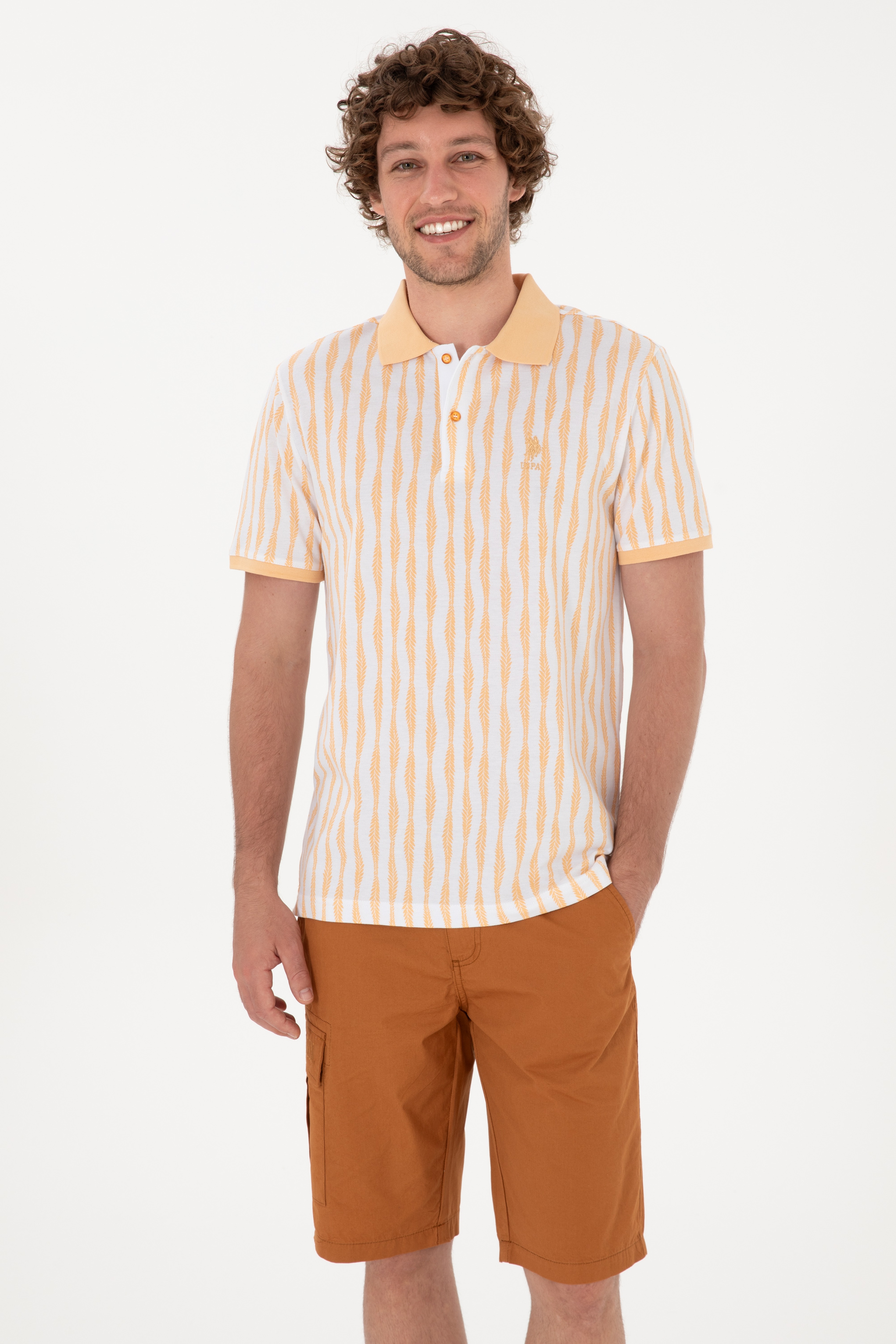 Erkek Regular Fit Polo Yaka Turuncu Tişört - Image 1