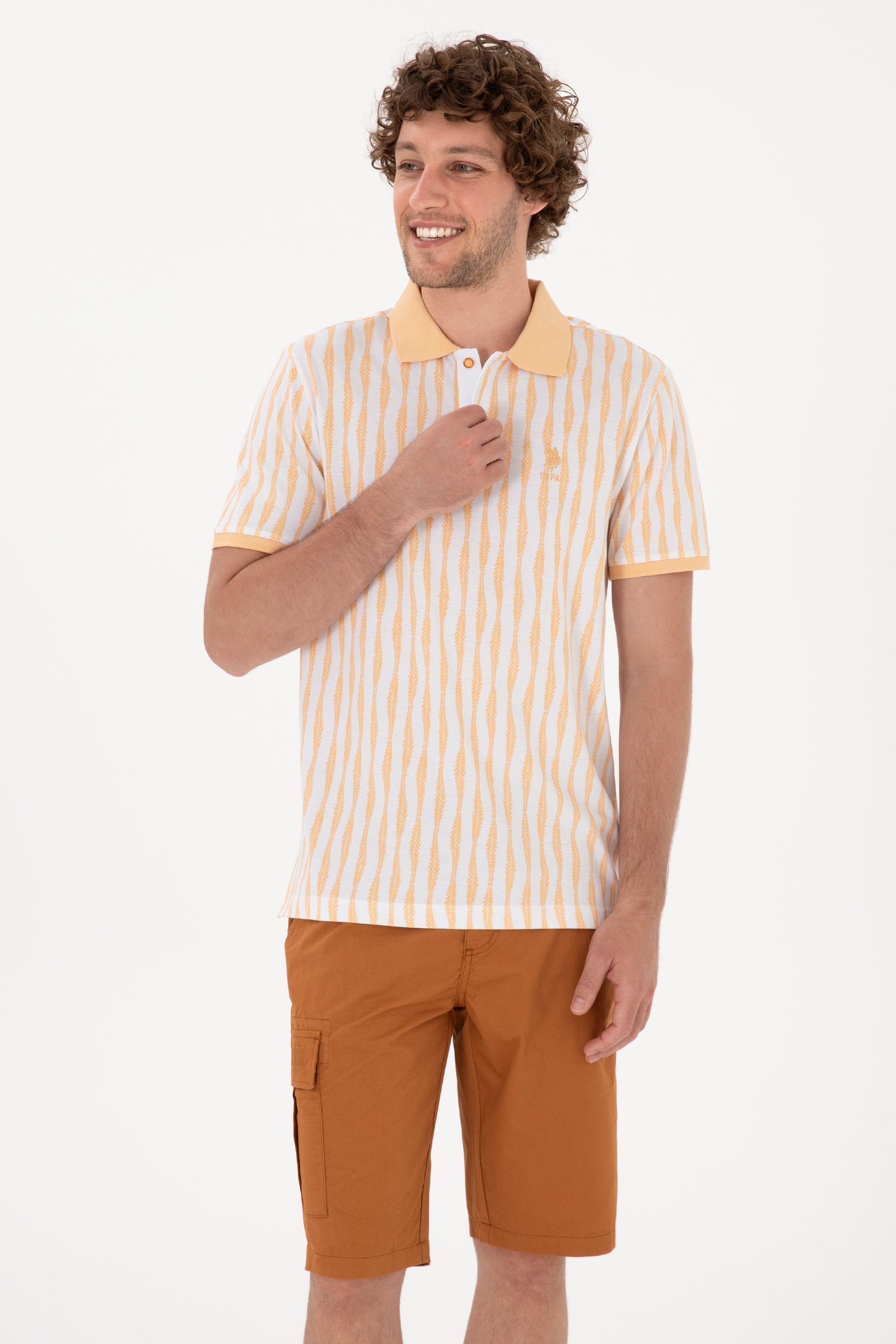 Erkek Regular Fit Polo Yaka Turuncu Tişört - Image 3
