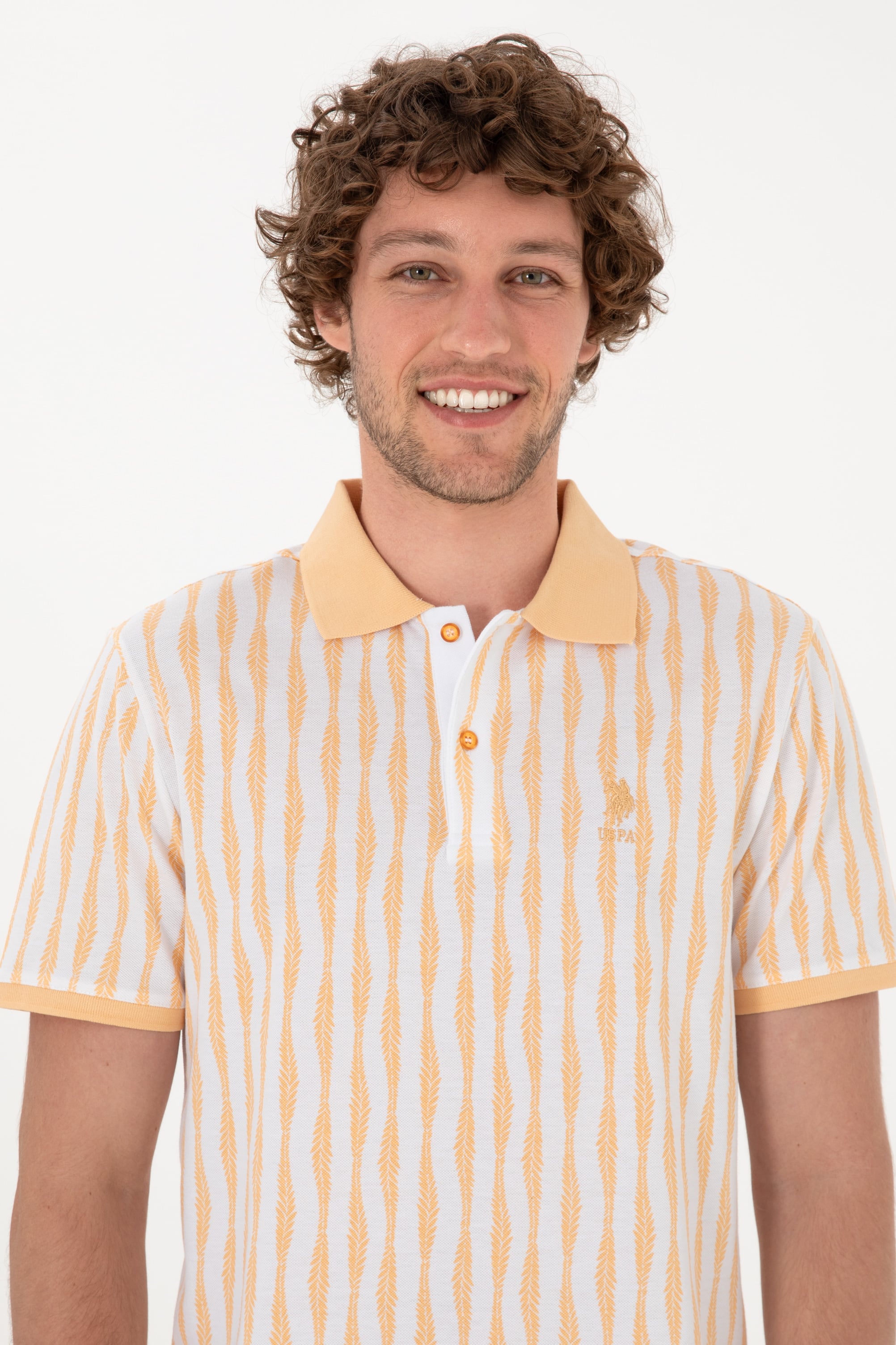 Erkek Regular Fit Polo Yaka Turuncu Tişört - Image 2