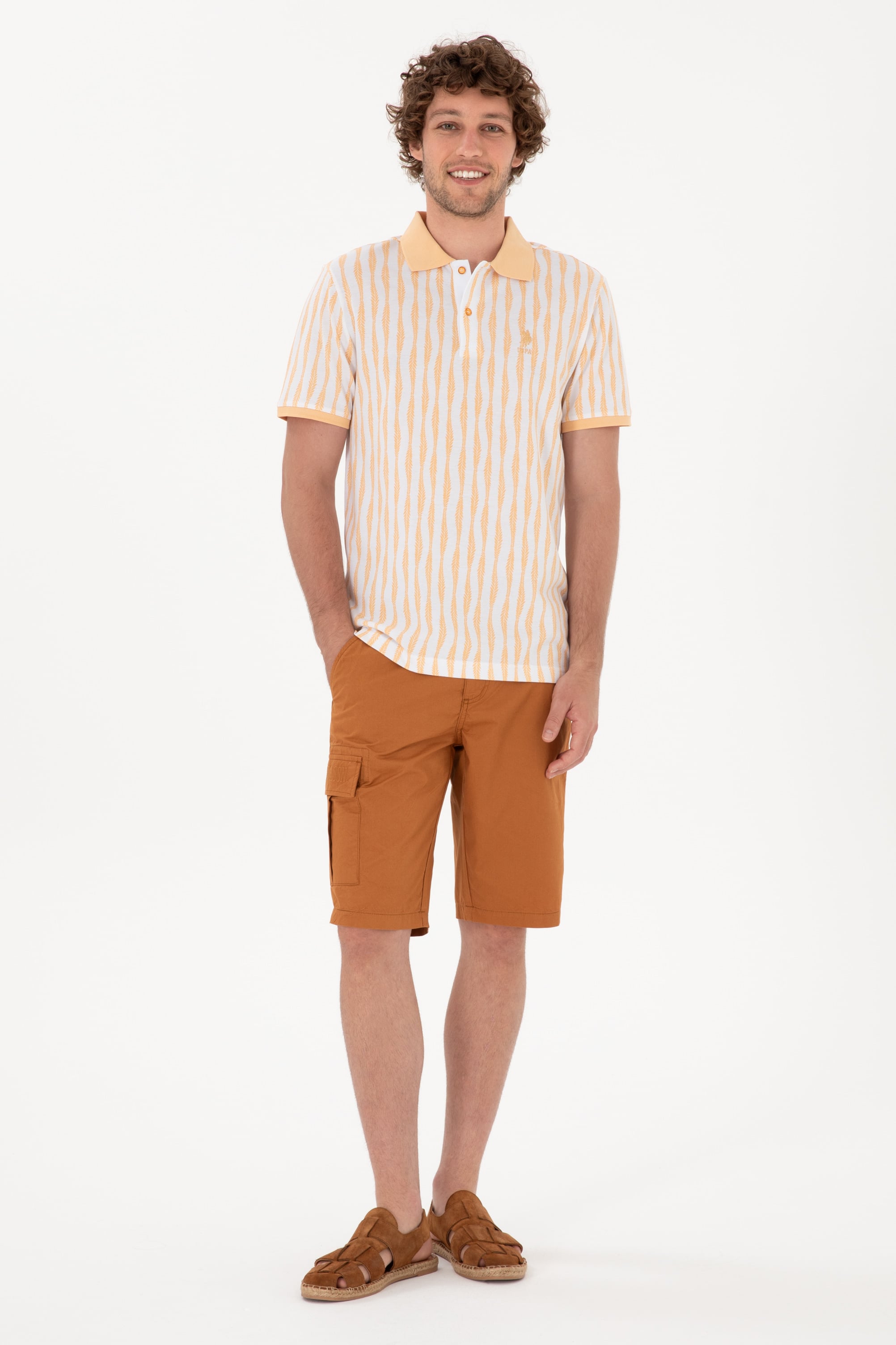 Erkek Regular Fit Polo Yaka Turuncu Tişört - Image 4