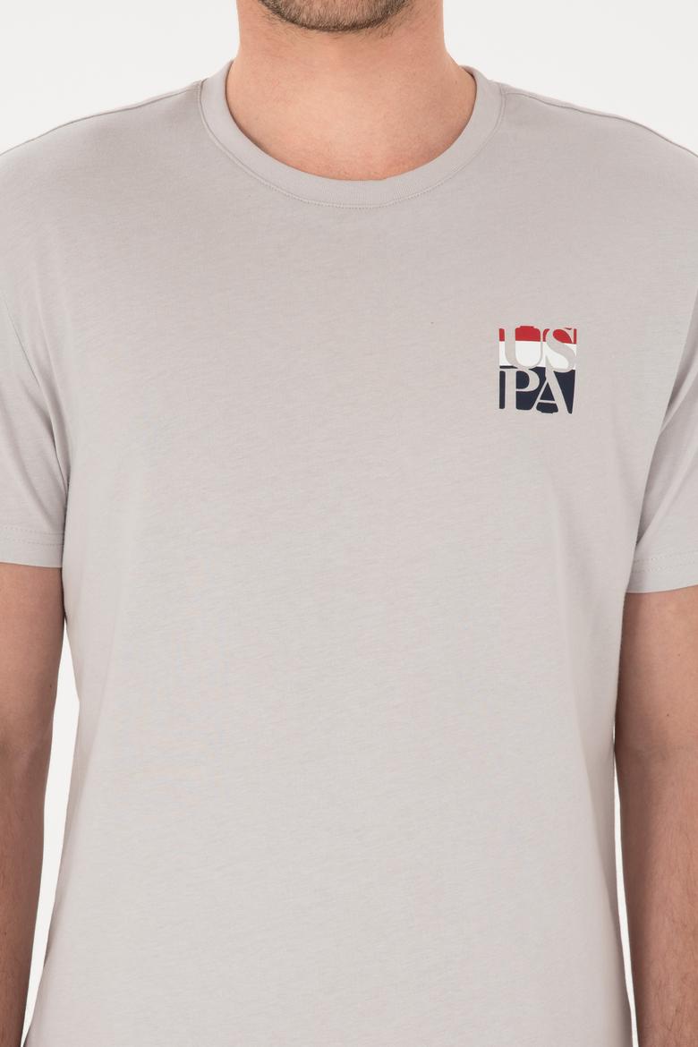 Erkek Regular Fit Bisiklet Yaka Açık Gri Tişört - 50306911036