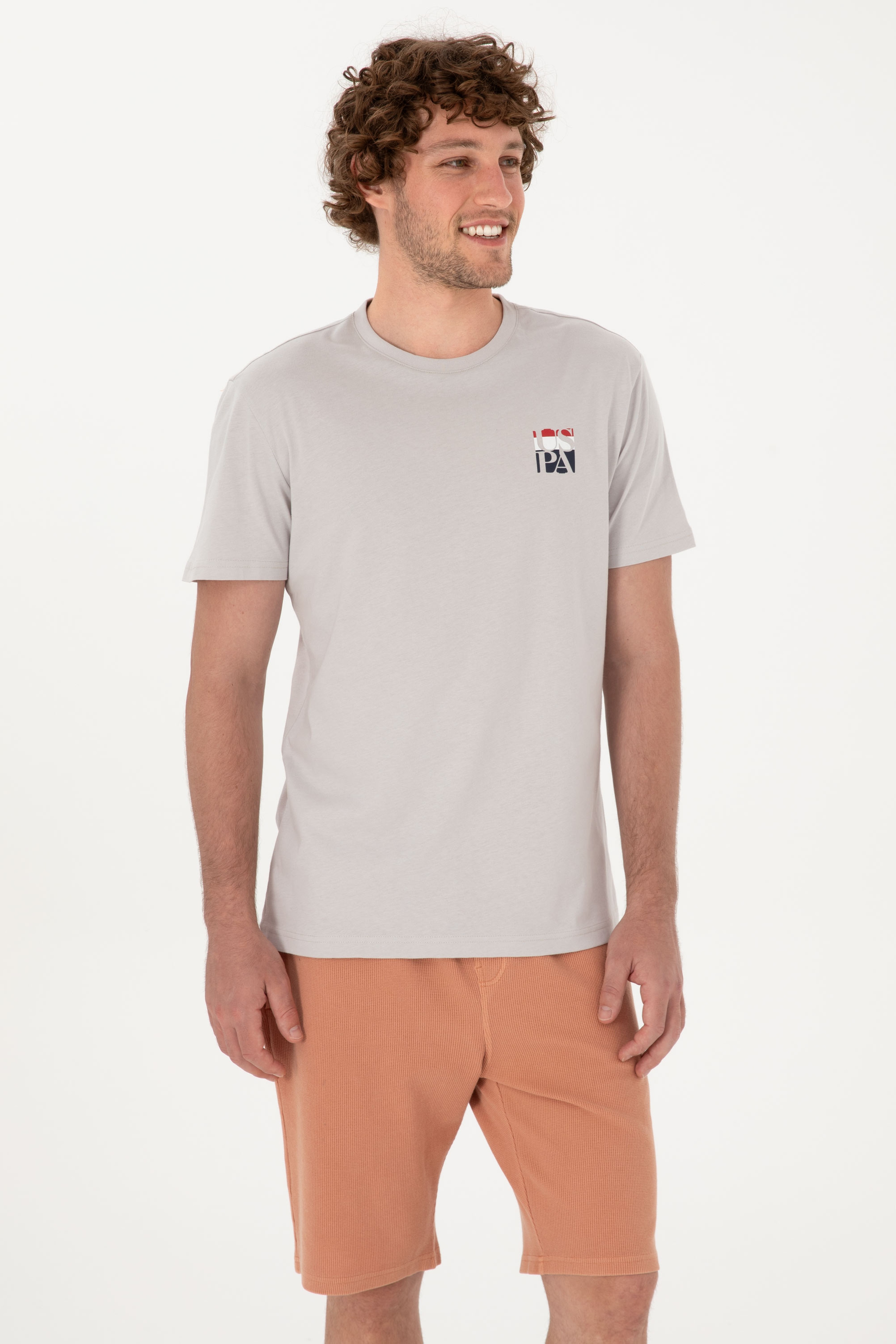 Erkek Regular Fit Bisiklet Yaka Açık Gri Tişört - Image 1