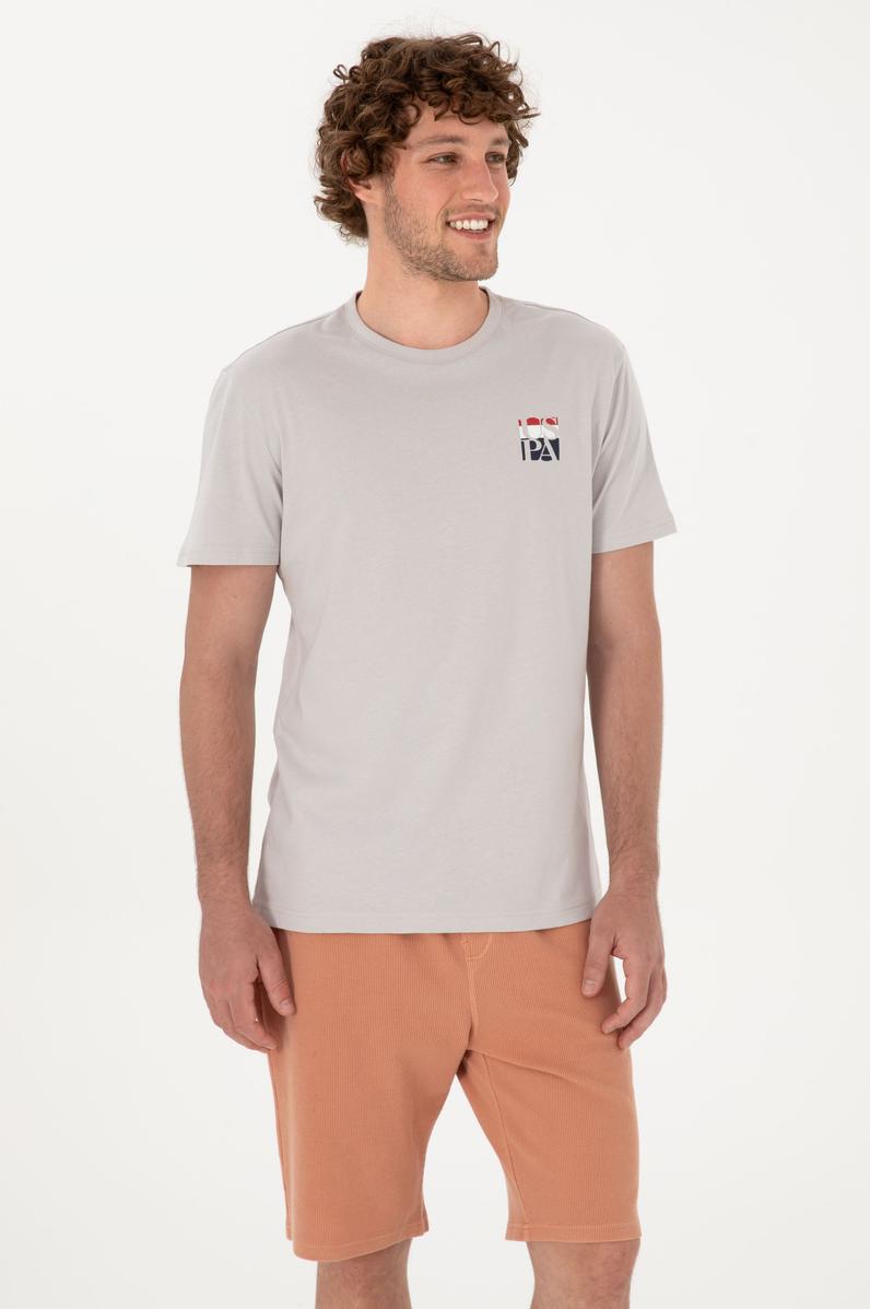 Erkek Regular Fit Bisiklet Yaka Açık Gri Tişört