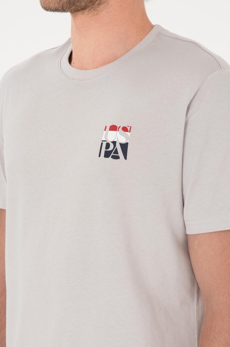 Erkek Regular Fit Bisiklet Yaka Açık Gri Tişört