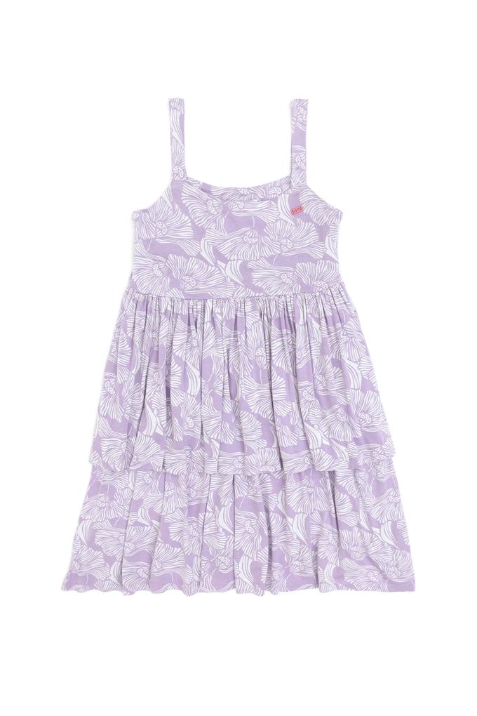 Kız Çocuk Lila Fırfırlı Askılı Örme Elbise