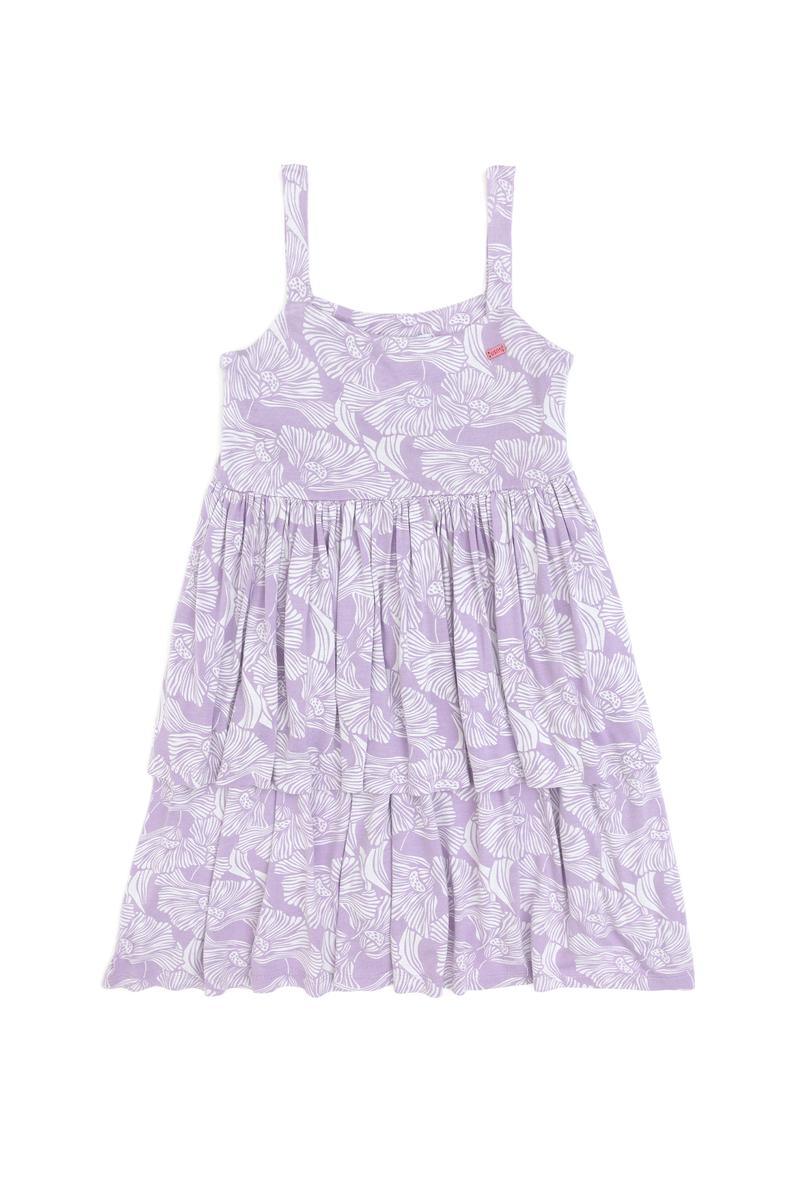 Kız Çocuk Lila Fırfırlı Askılı Örme Elbise