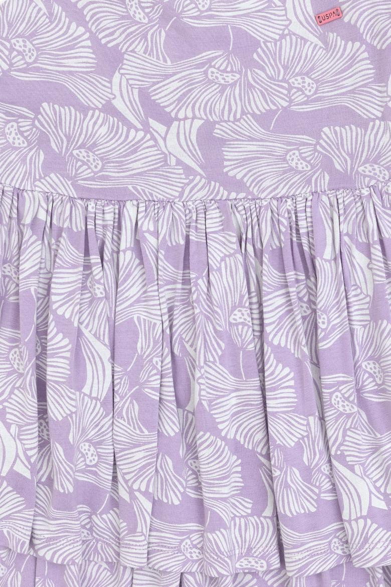 Kız Çocuk Lila Fırfırlı Askılı Örme Elbise - 50306276004