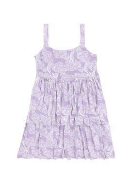 Kız Çocuk Lila Fırfırlı Askılı Örme Elbise - 50306276004