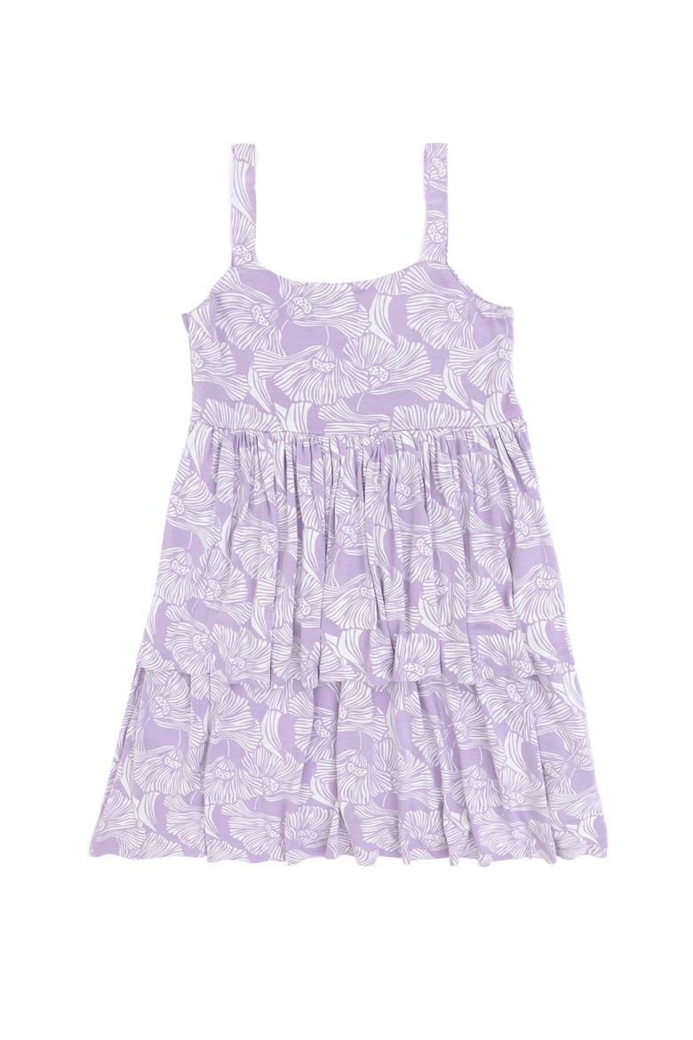 Kız Çocuk Lila Fırfırlı Askılı Örme Elbise - 50306276004
