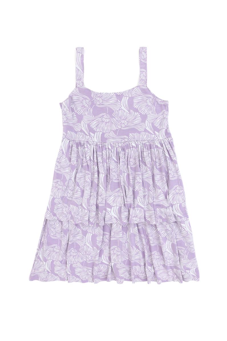 Kız Çocuk Lila Fırfırlı Askılı Örme Elbise