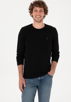 Erkek Slim Fit Bisiklet Yaka Siyah Basic Kazak - 50313713024