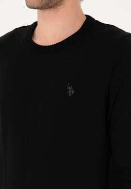 Erkek Slim Fit Bisiklet Yaka Siyah Basic Kazak - 50313713024