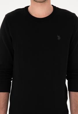 Erkek Slim Fit Bisiklet Yaka Siyah Basic Kazak - 50313713024