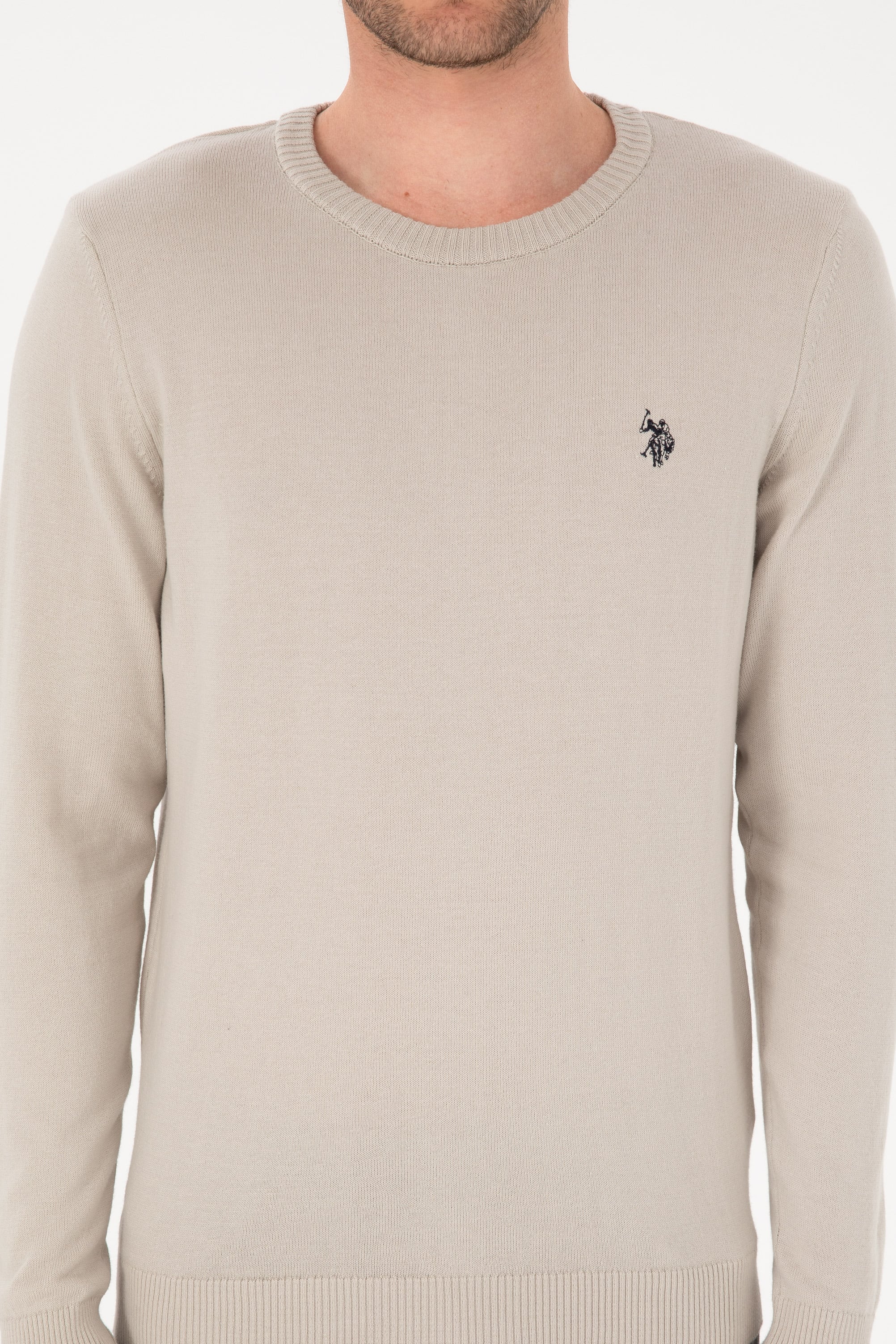 Erkek Slim Fit Bisiklet Yaka Taş Basic Kazak