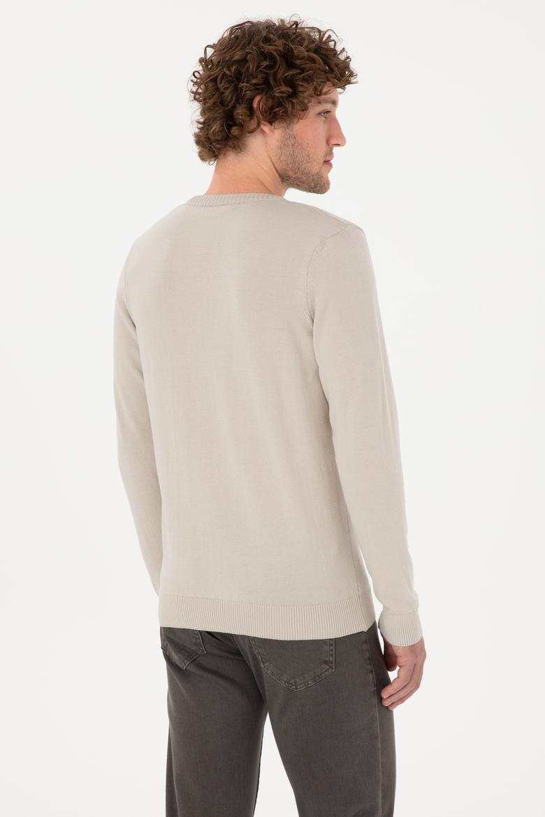 Erkek Slim Fit Bisiklet Yaka Taş Basic Kazak - 50313713203