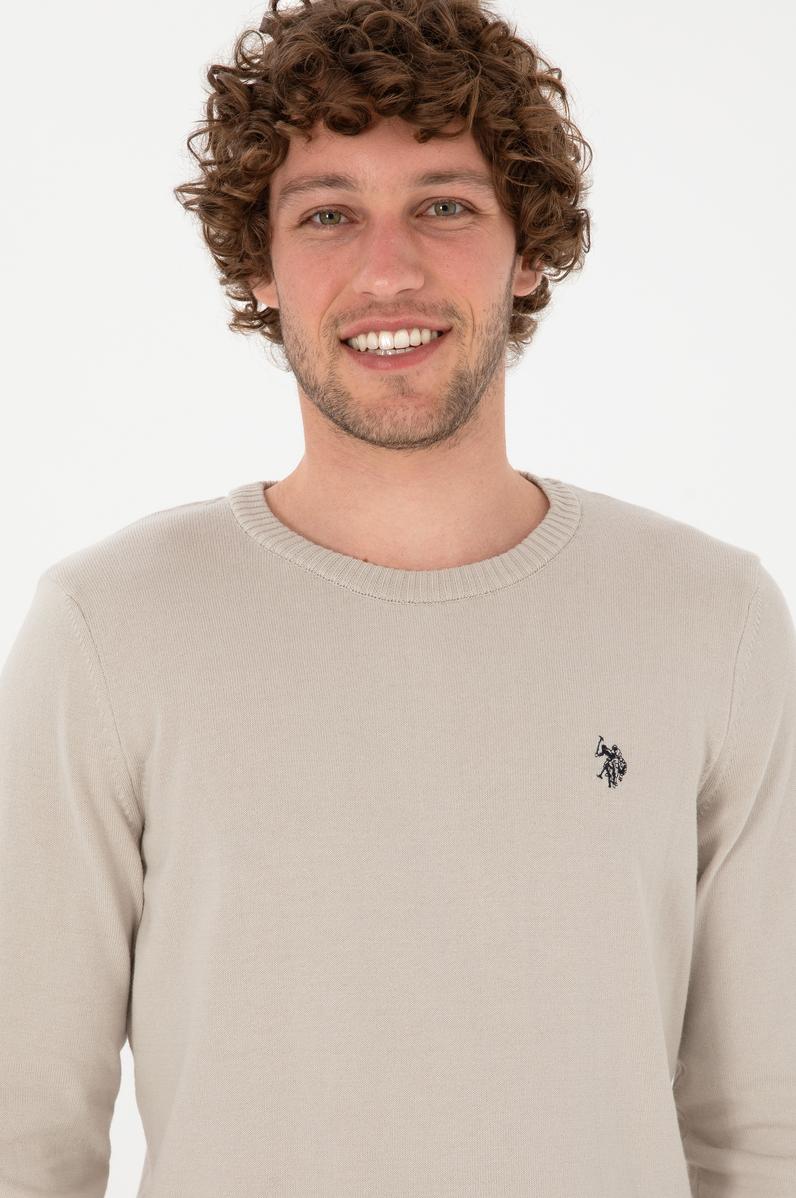 Erkek Slim Fit Bisiklet Yaka Taş Basic Kazak