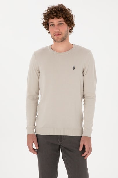 Erkek Slim Fit Bisiklet Yaka Taş Basic Kazak