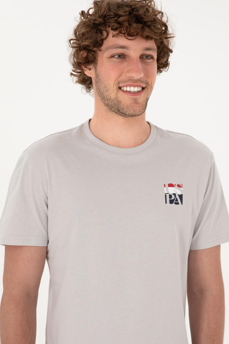 Erkek Regular Fit Bisiklet Yaka Açık Gri Tişört - 50306911036