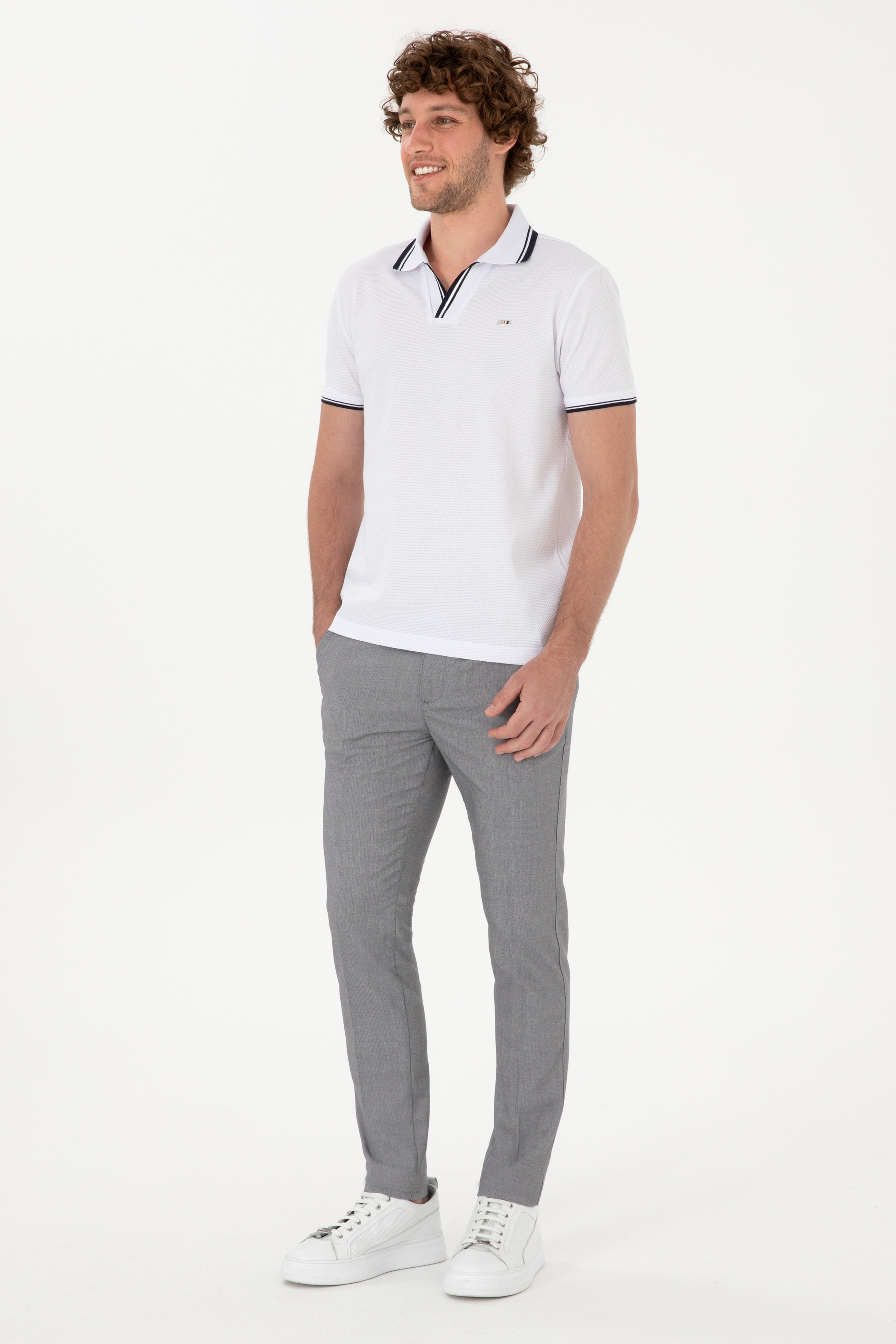 Erkek Slim Fit Gri Kanvas Pantolon