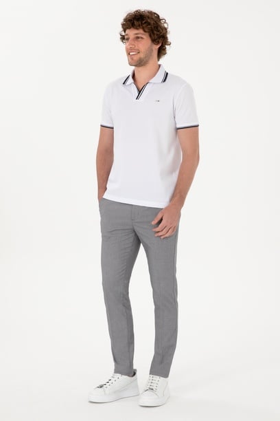 Erkek Slim Fit Gri Kanvas Pantolon