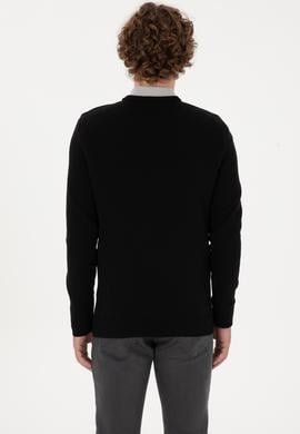 Erkek Slim Fit V Yaka Siyah Basic Kazak - 50313668029