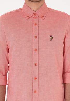 Erkek Kırmızı Uzun Kollu Basic Gömlek - 50263099122