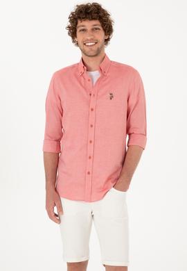 Erkek Kırmızı Uzun Kollu Basic Gömlek - 50263099122