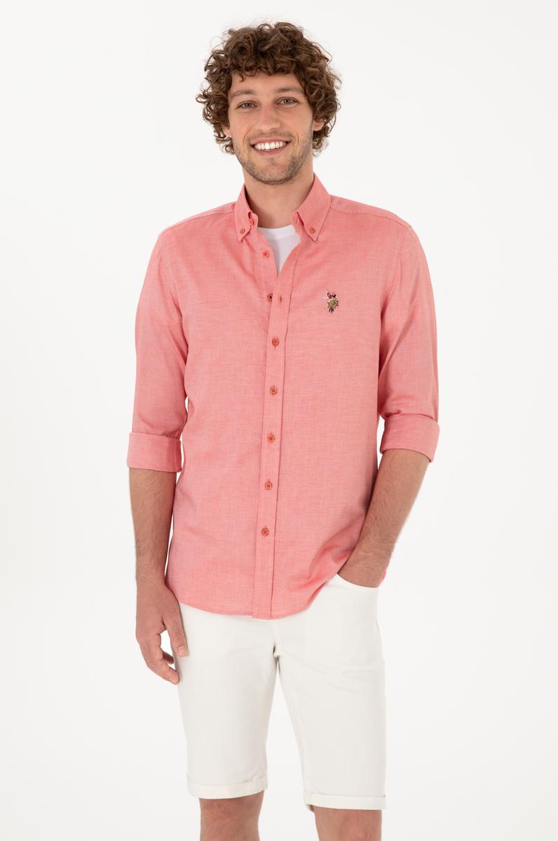 Erkek Kırmızı Uzun Kollu Basic Gömlek