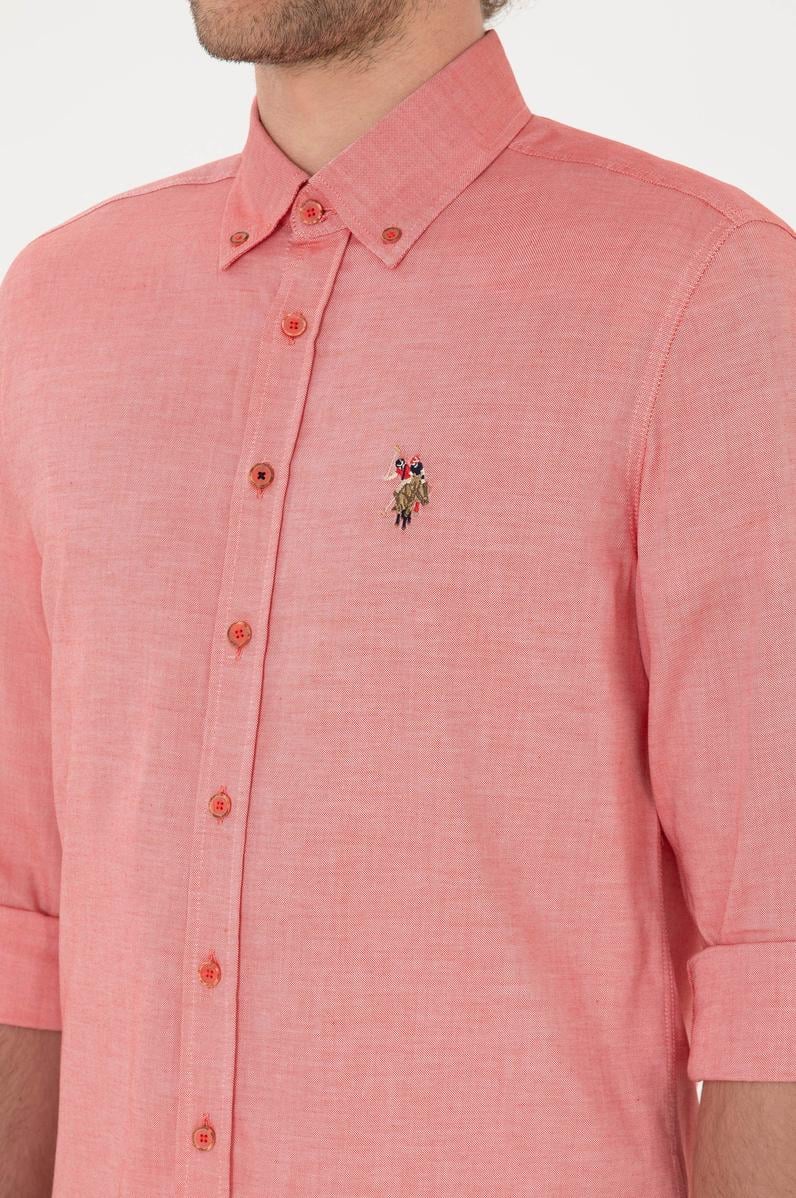 Erkek Kırmızı Uzun Kollu Basic Gömlek