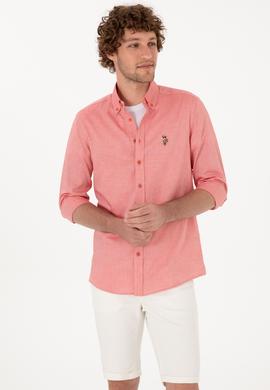 Erkek Kırmızı Uzun Kollu Basic Gömlek - 50263099122