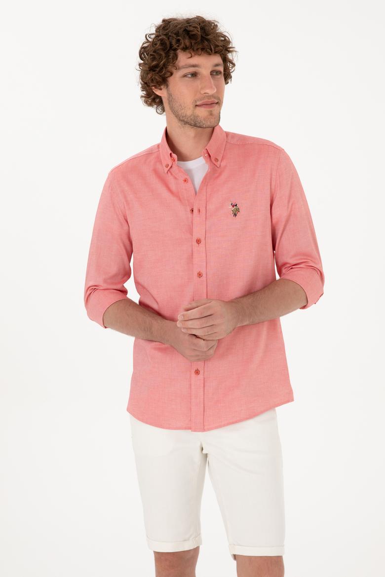 Erkek Kırmızı Uzun Kollu Basic Gömlek - 50263099122