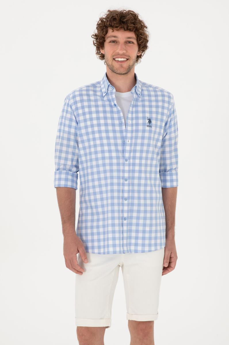 Erkek Mavi Uzun Kollu Gömlek