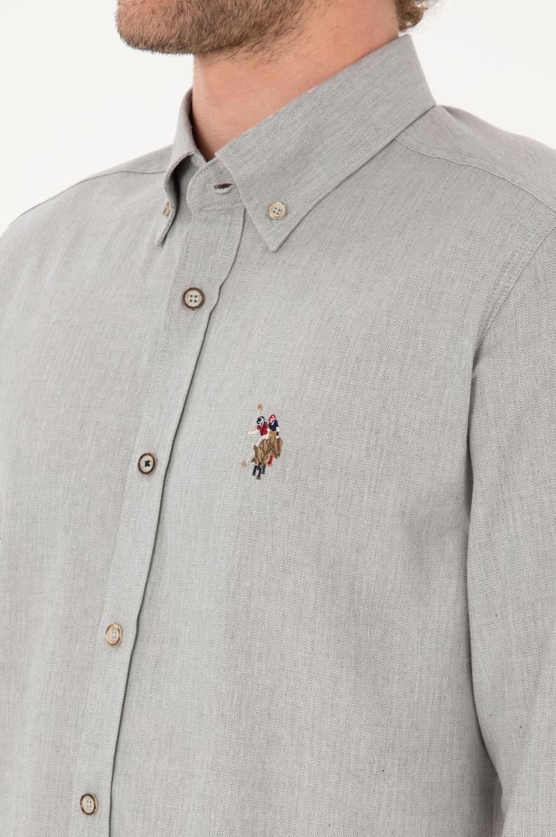 Erkek Taş Uzun Kollu Basic Gömlek