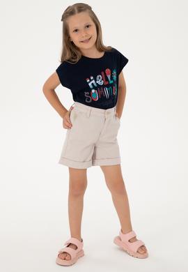 Kız Çocuk Bej Cepli Dokuma Şort - 50309143012