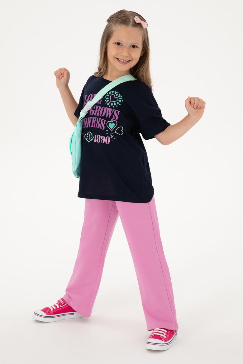 Kız Çocuk Fuşya Loose Fit İki İplik Eşofman Altı - 50306296081