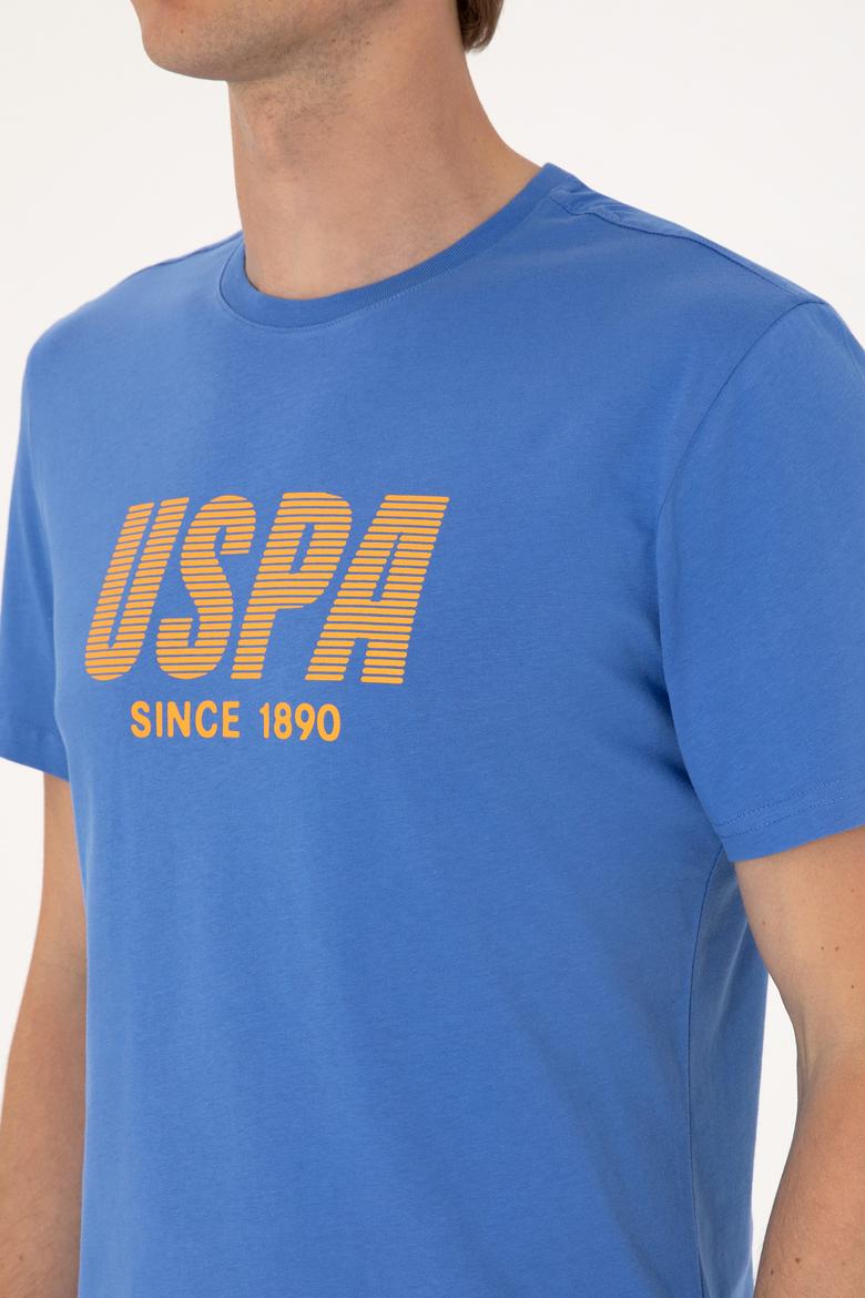 Erkek Regular Fit Bisiklet Yaka İndigo Tişört - 50306966059