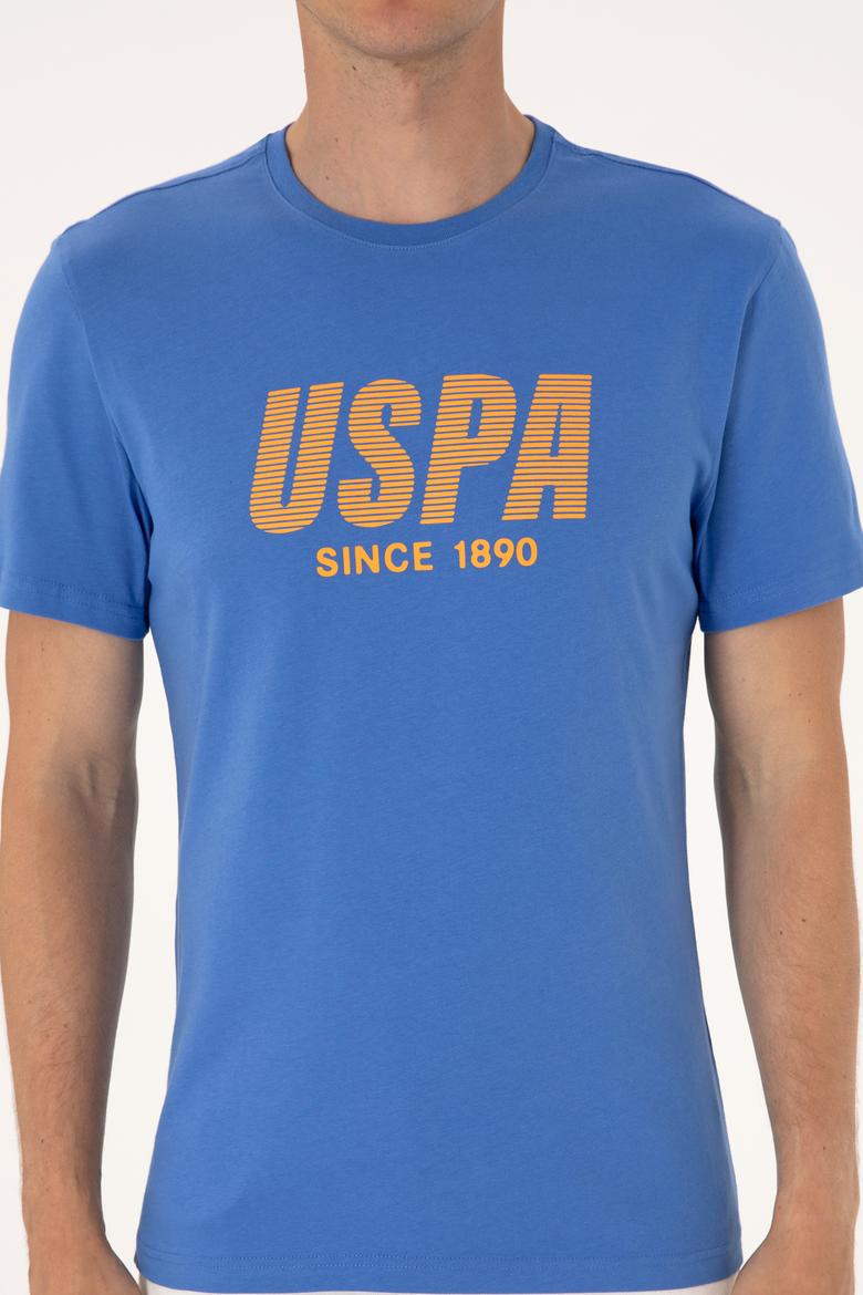 Erkek Regular Fit Bisiklet Yaka İndigo Tişört - 50306966059