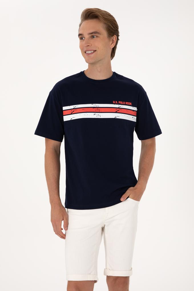 Erkek Comfort Fit Bisiklet Yaka Lacivert Tişört