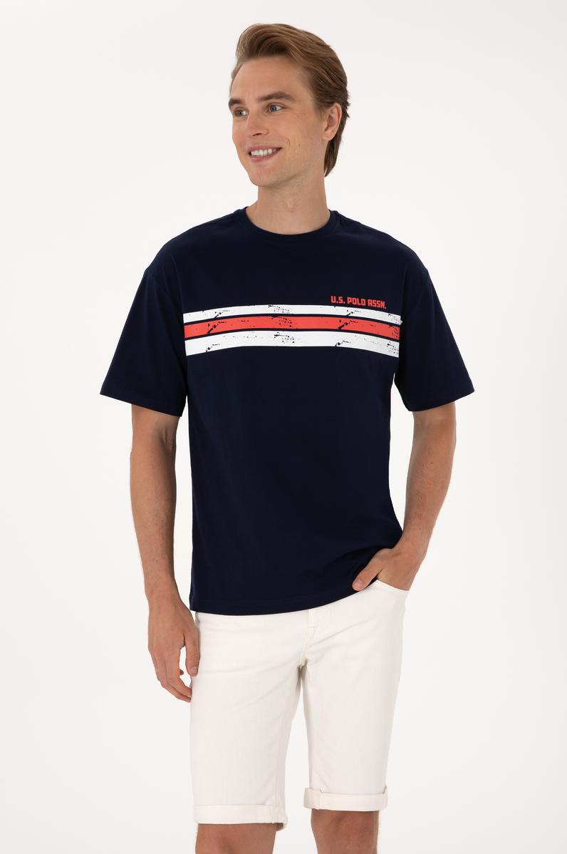 Erkek Comfort Fit Bisiklet Yaka Lacivert Tişört