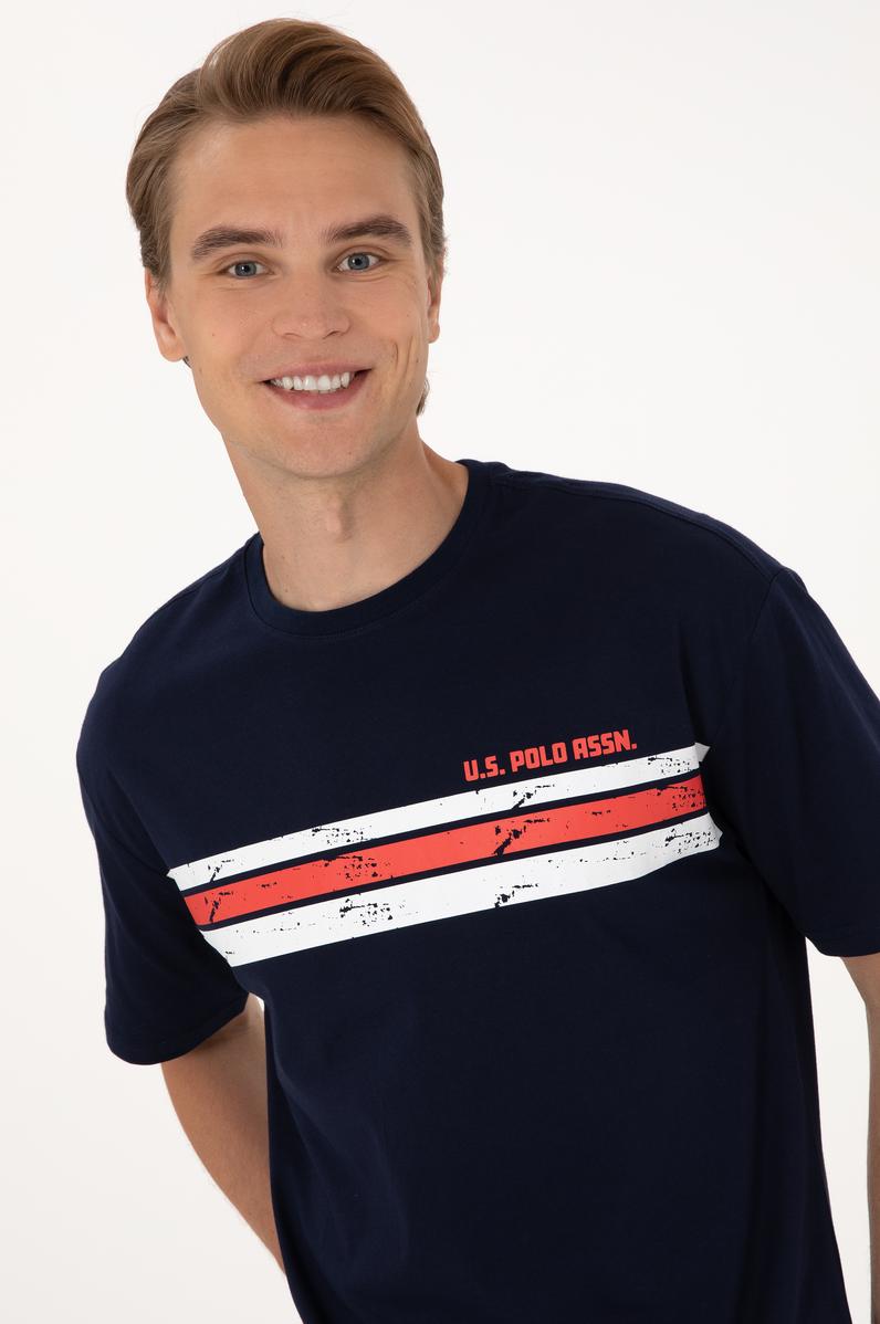 Erkek Comfort Fit Bisiklet Yaka Lacivert Tişört