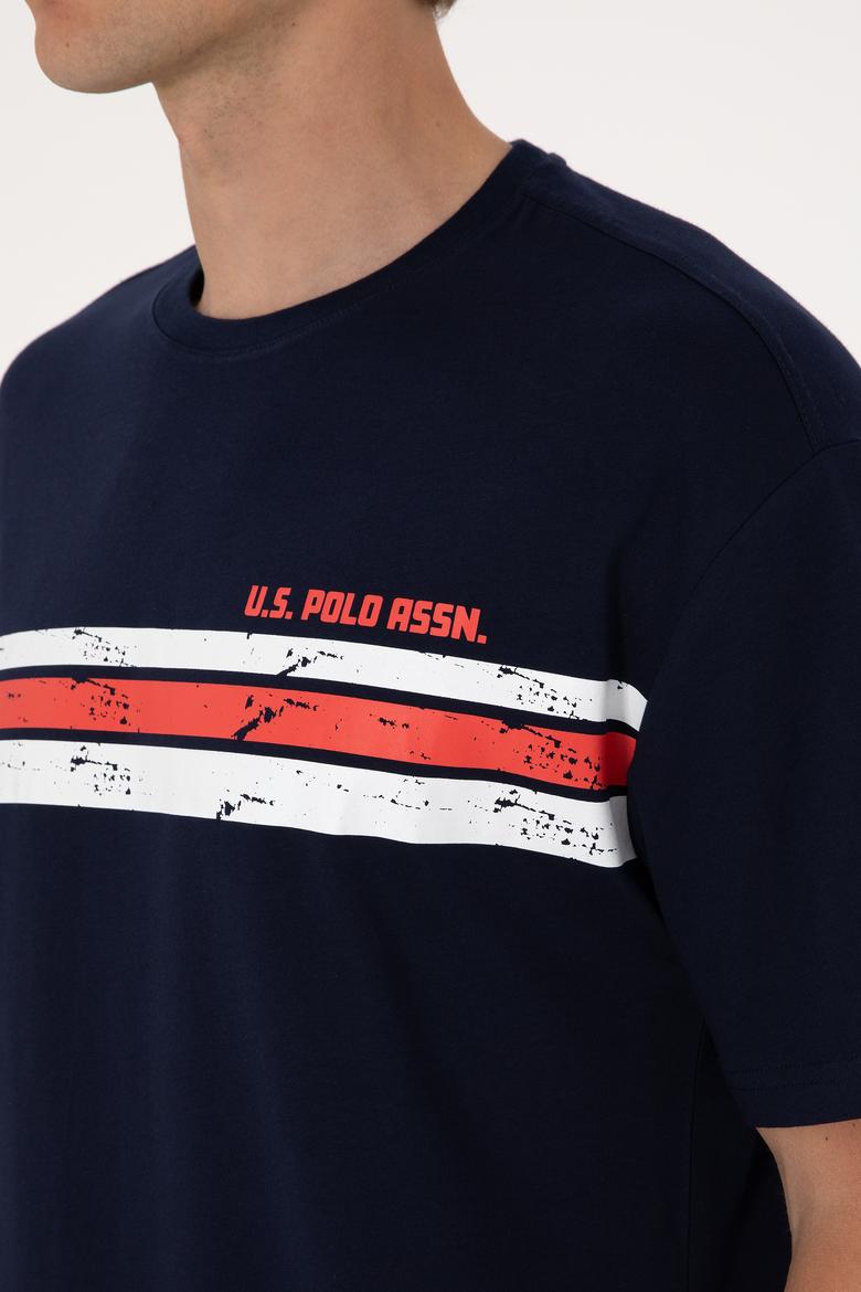 Erkek Comfort Fit Bisiklet Yaka Lacivert Tişört - 50306912009