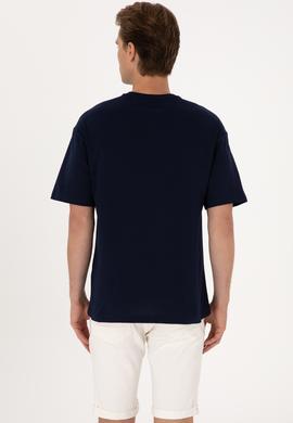 Erkek Comfort Fit Bisiklet Yaka Lacivert Tişört - 50306912009