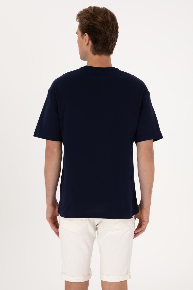 Erkek Comfort Fit Bisiklet Yaka Lacivert Tişört - 50306912009