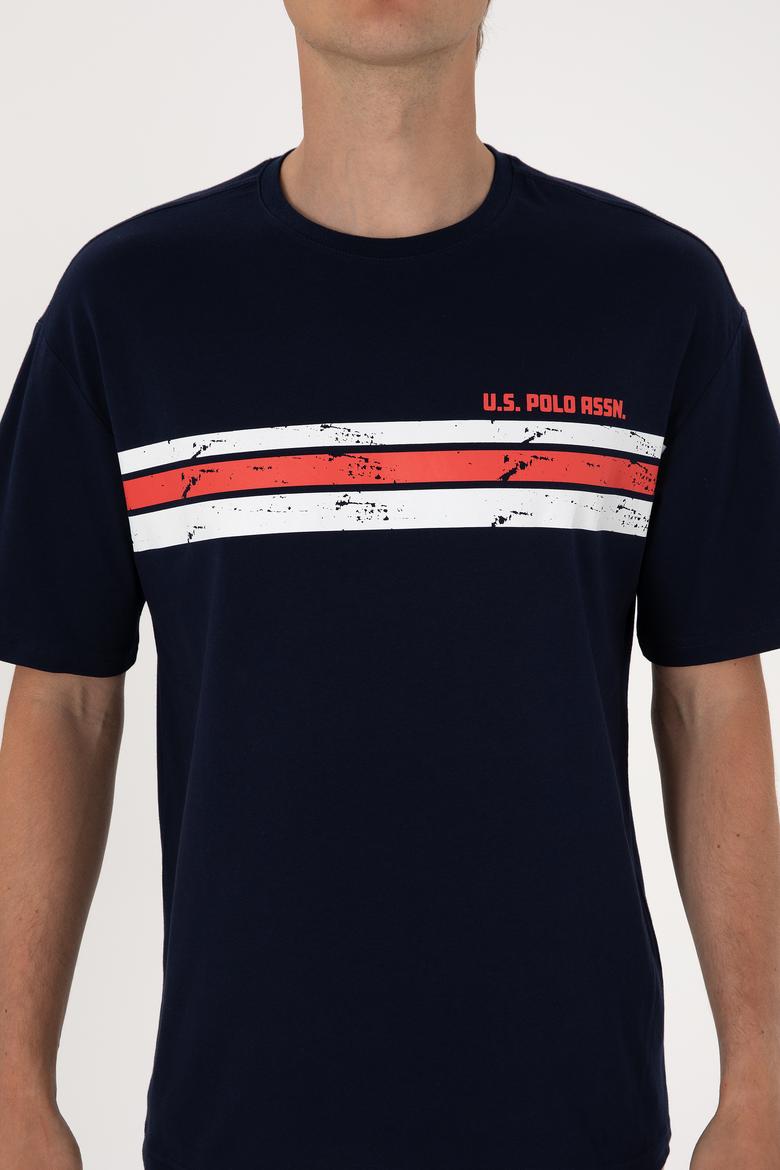 Erkek Comfort Fit Bisiklet Yaka Lacivert Tişört - 50306912009