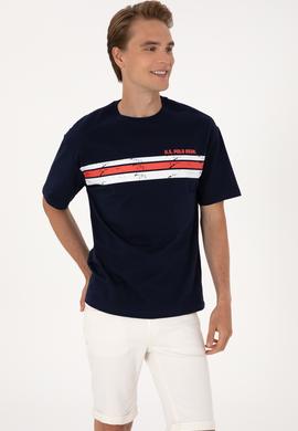 Erkek Comfort Fit Bisiklet Yaka Lacivert Tişört - 50306912009